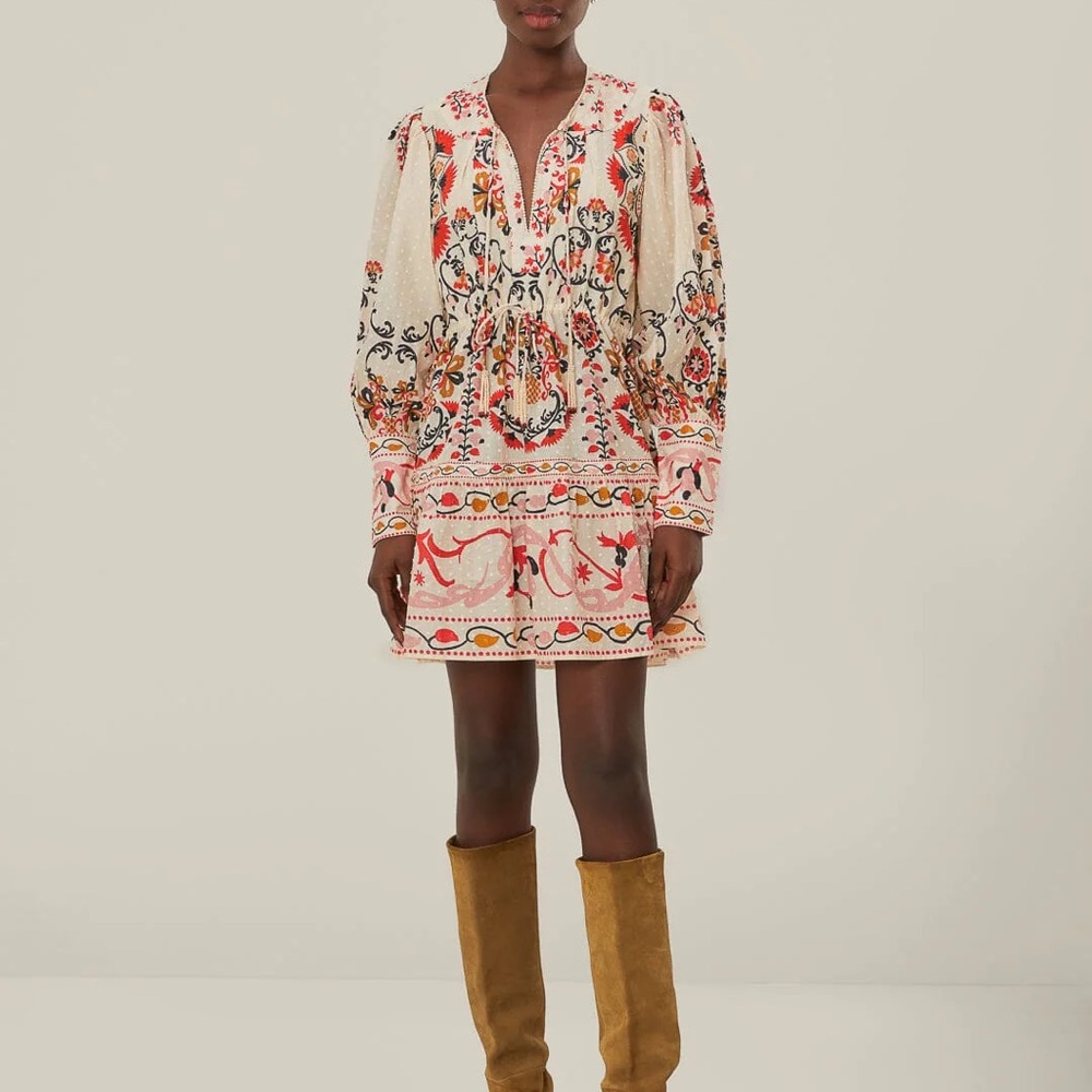 FARM Rio Cream Cashew Mandala Mini Dress